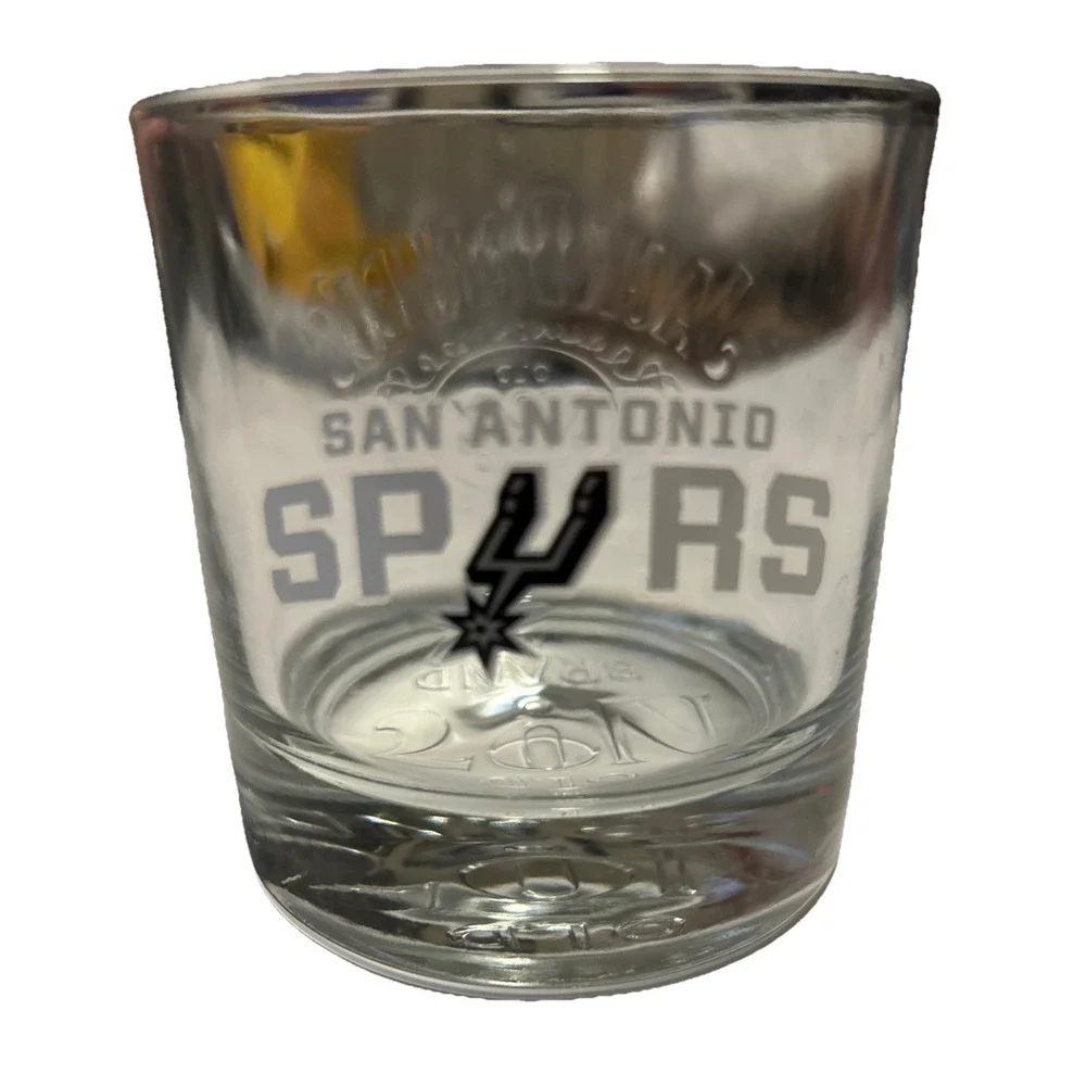 Jack Daniels San Antonio‎ Spurs Logo Collectible Bourbon Rocks Ebossed Glass